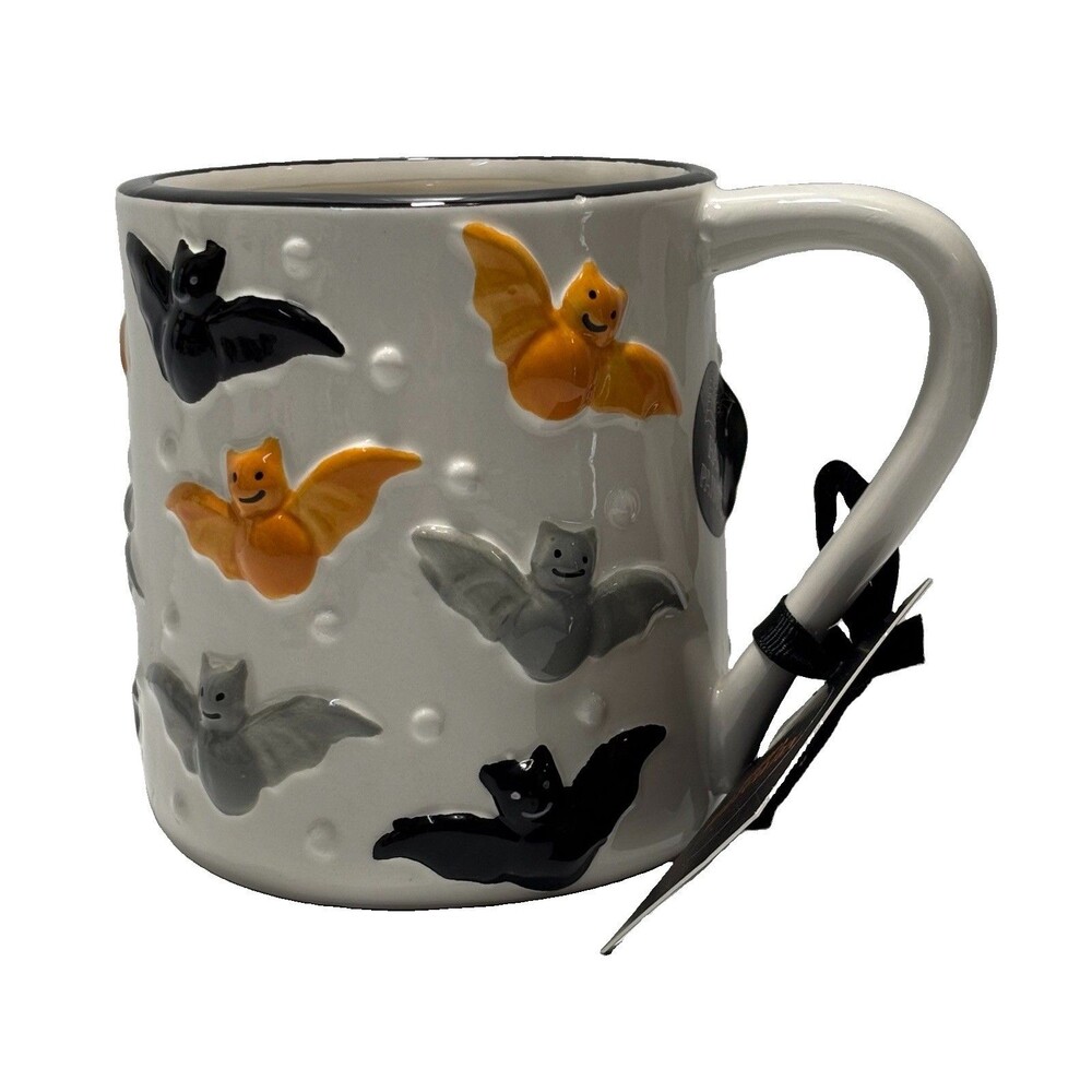 Cobwebs & Cauldrons Multicolor Bats Halloween 22 Fl Oz Ceramic Coffee Tea Mug